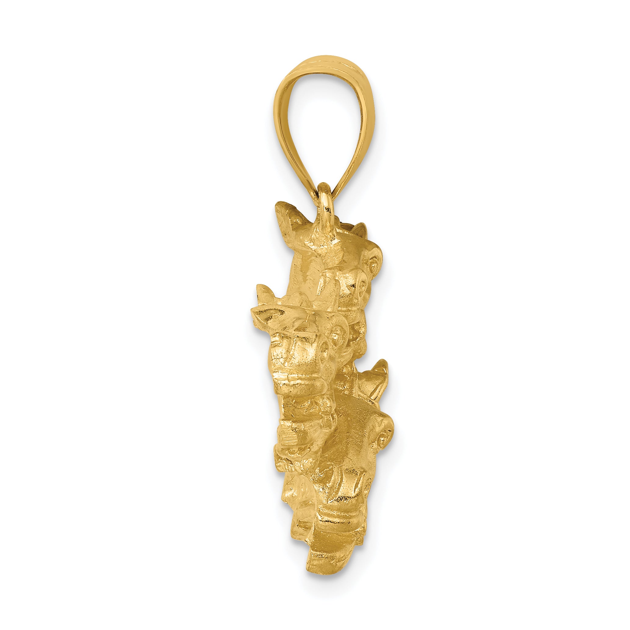 14K Triple Horse Head Charm Secondary image
