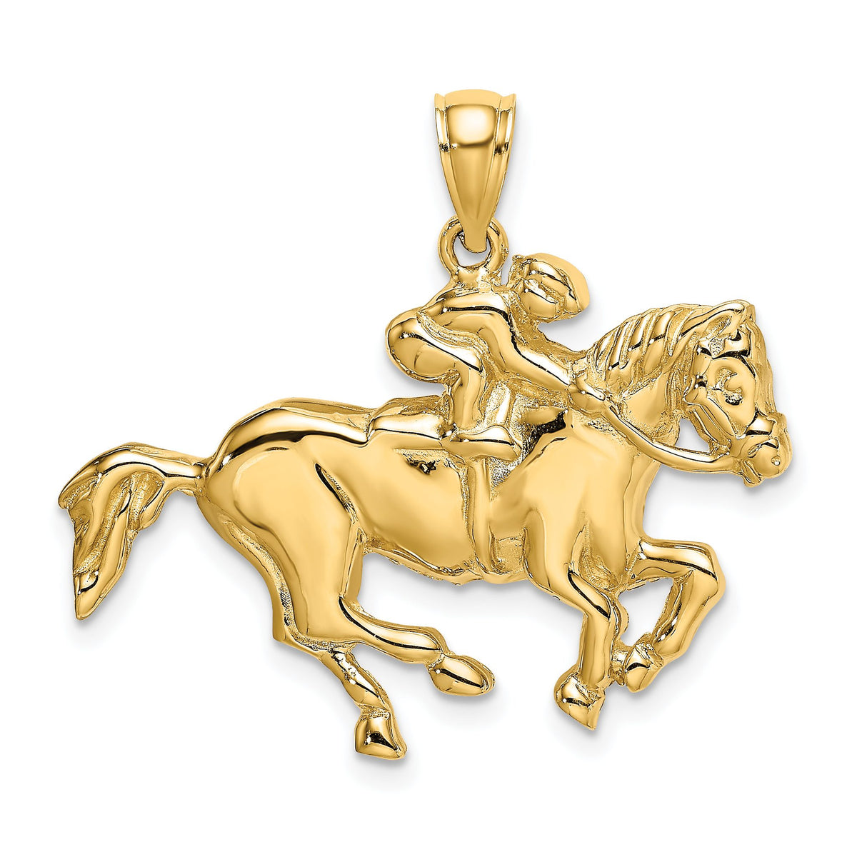 Jockey on Horse Charm in 14K Yellow Gold, 30mm - Sophia Jewelers Main image
