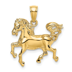 Trotting Horse Charm in 14K Yellow Gold, 26mm - Sophia Jewelers