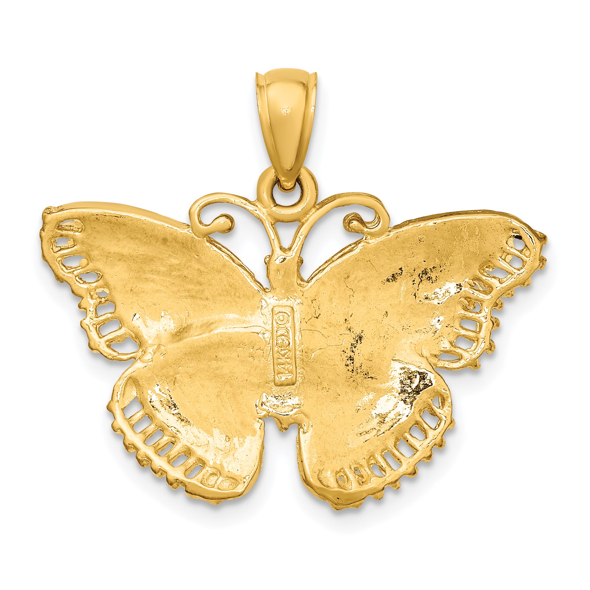 14K Textured Butterfly Charm