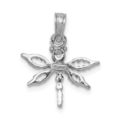 14K White Gold 2-D Mini Dragonfly w/Cut-out Wings Charm