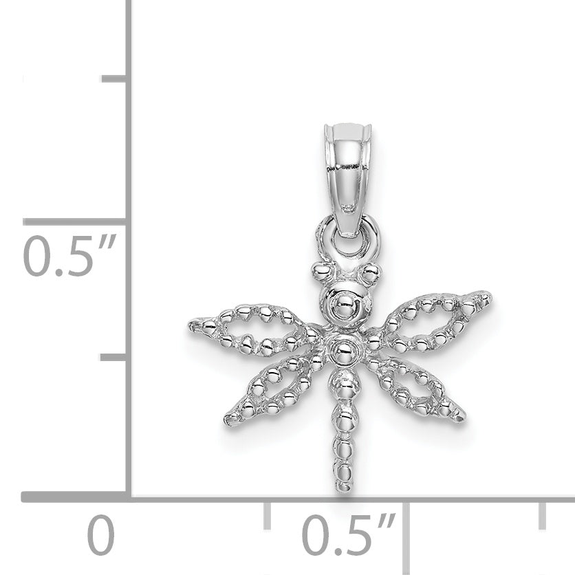14K White Gold 2-D Mini Dragonfly w/Cut-out Wings Charm