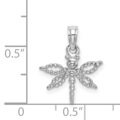 14K White Gold 2-D Mini Dragonfly w/Cut-out Wings Charm