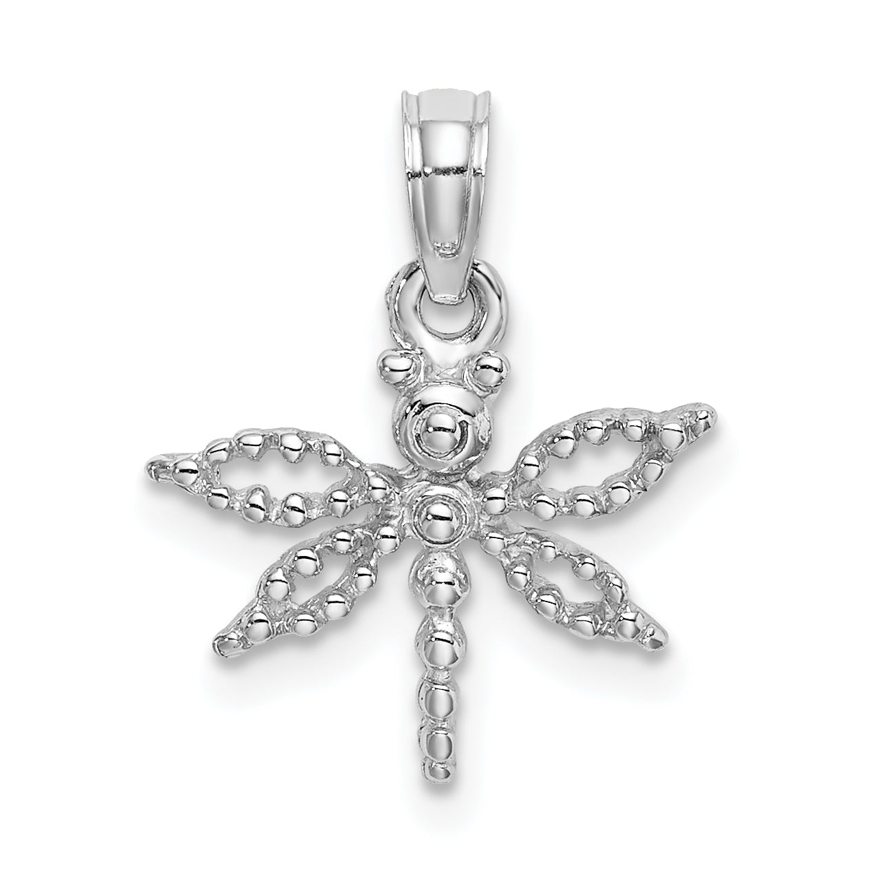 14K White Gold 2-D Mini Dragonfly w/Cut-out Wings Charm Main image