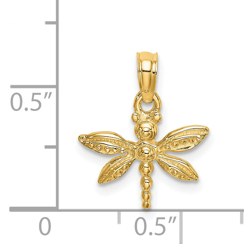 14K 2-D Mini Dragonfly w/Solid Wings Charm