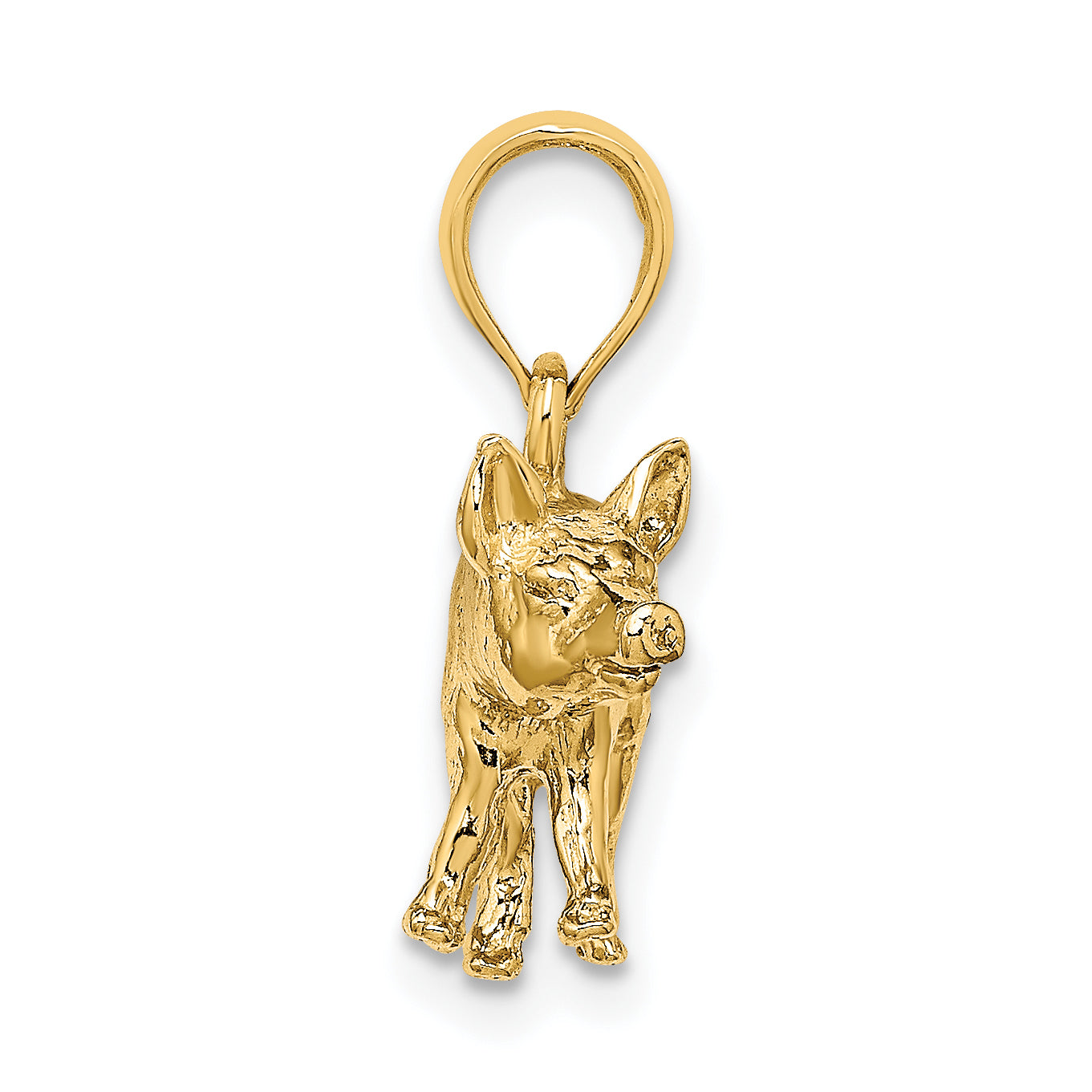 14K 3-D Textured Farm Pig Charm