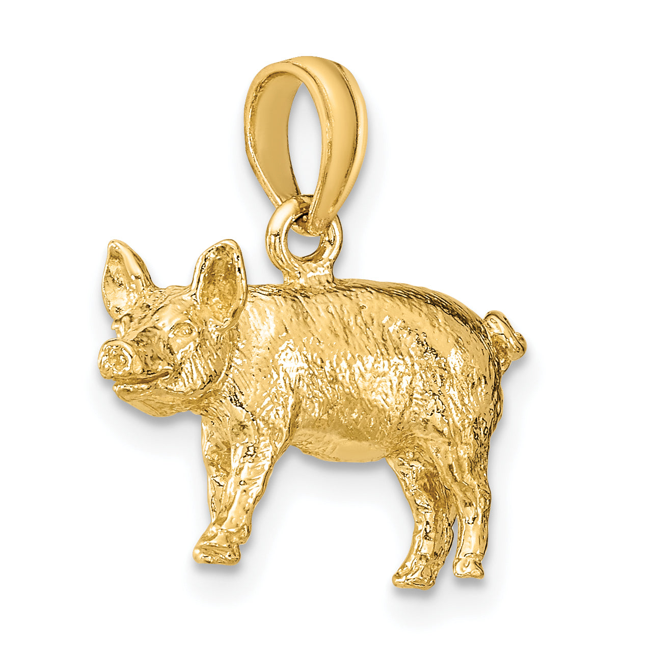 14K 3-D Textured Farm Pig Charm