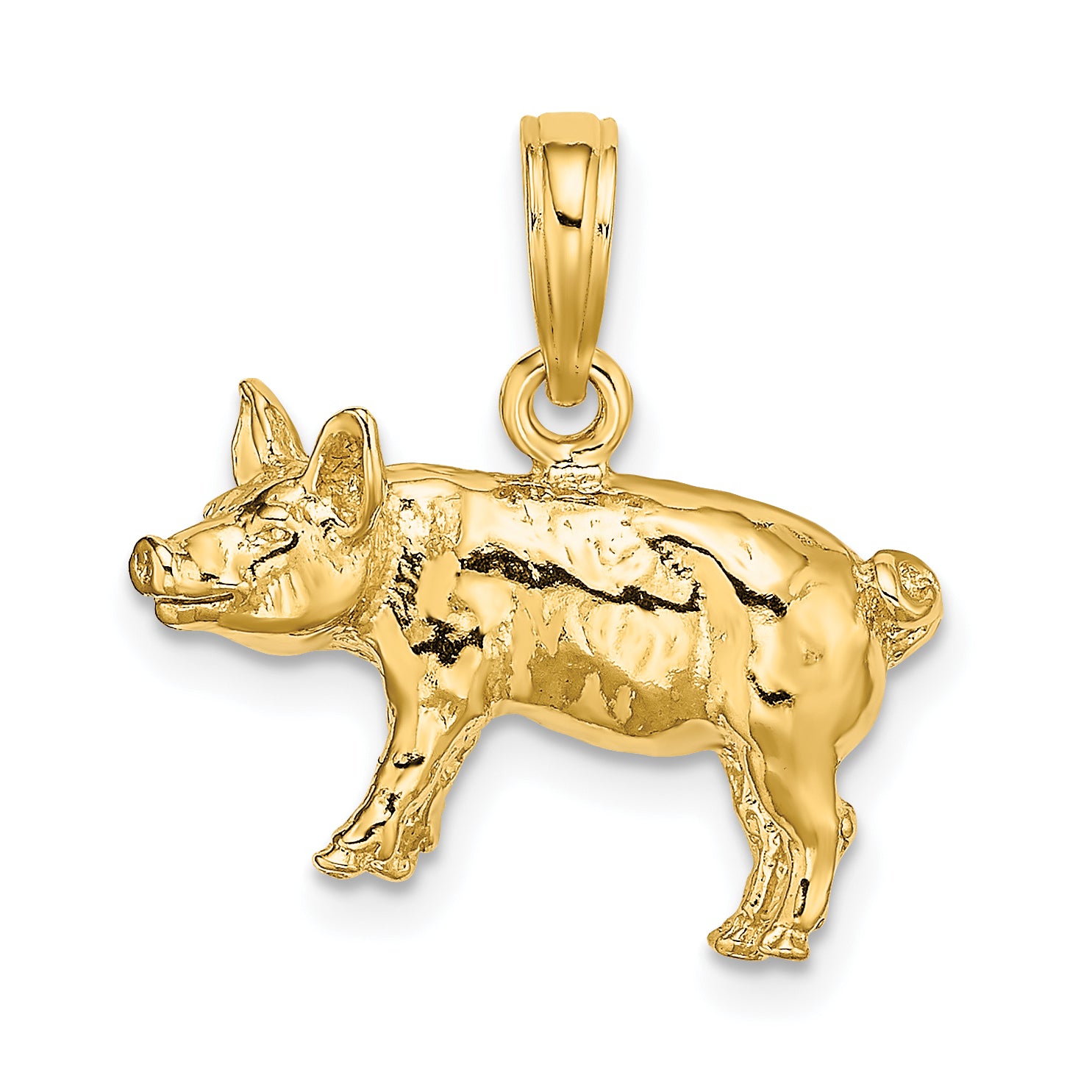 14K 3-D Textured Farm Pig Charm Main image