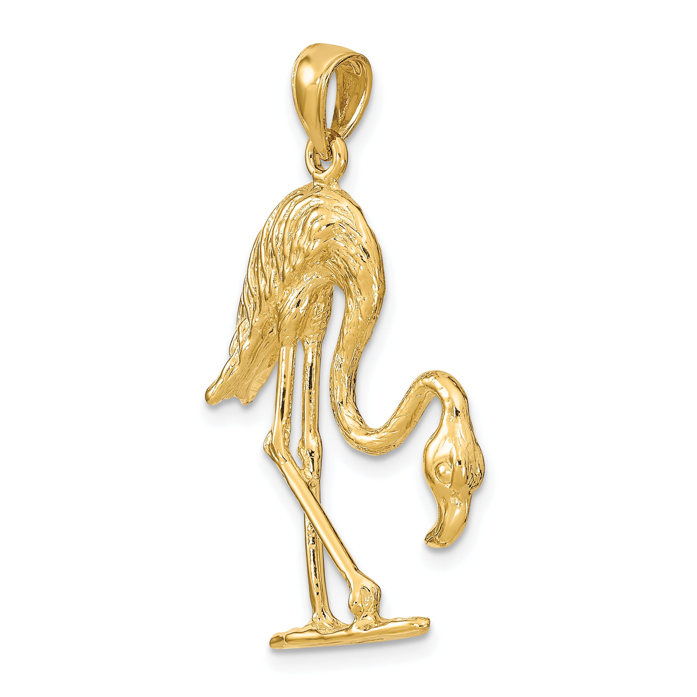 14K 3-D Textured Flamingo Charm