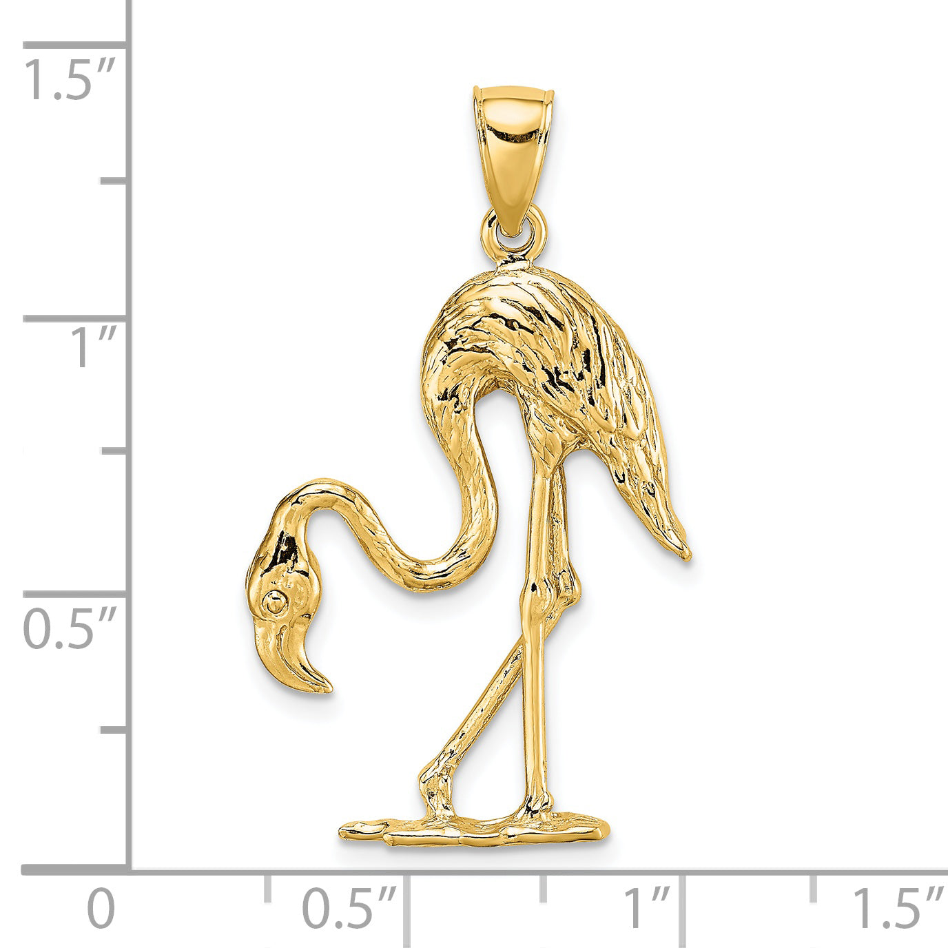 14K 3-D Textured Flamingo Charm