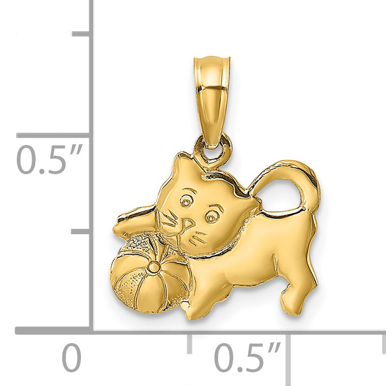 14K 3-D Polished Kitten Charm