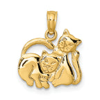 14K 3-D Polished Two Kittens Charm