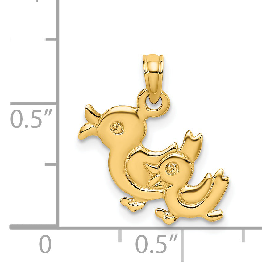 14K 3-D Two Ducks Charm