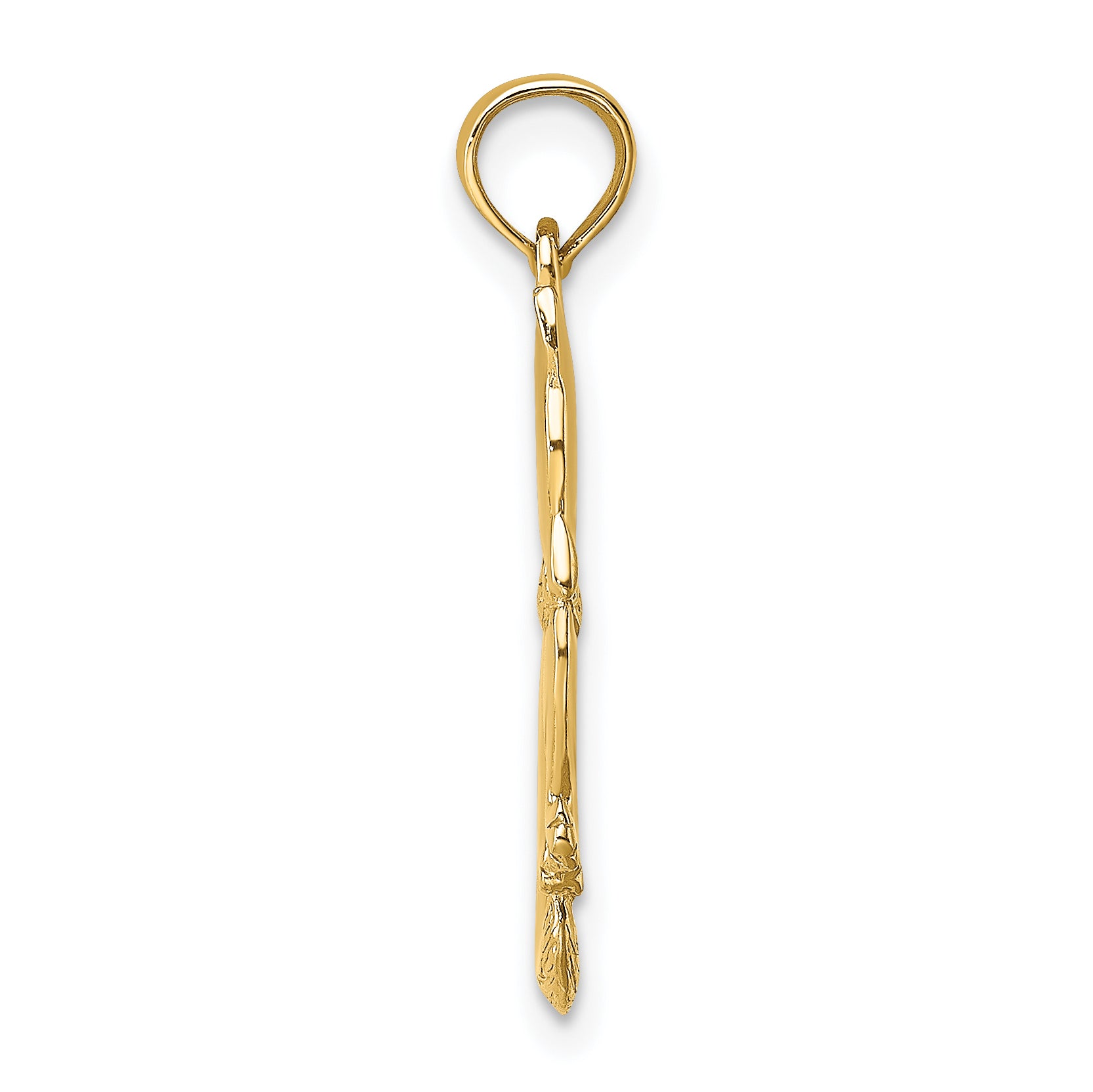 14K 3-D Polished and Bow Sitting Cat Charm