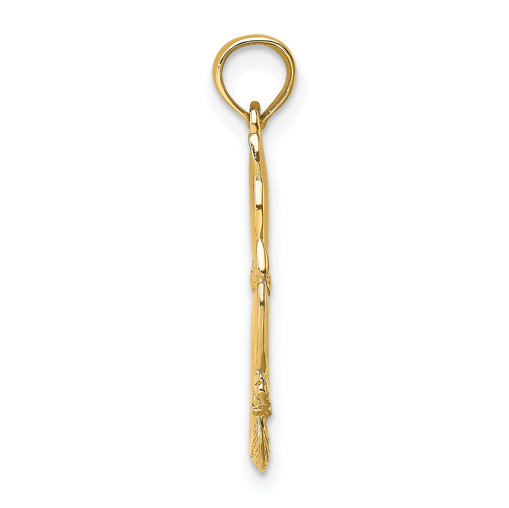 14K 3-D Polished and Bow Sitting Cat Charm