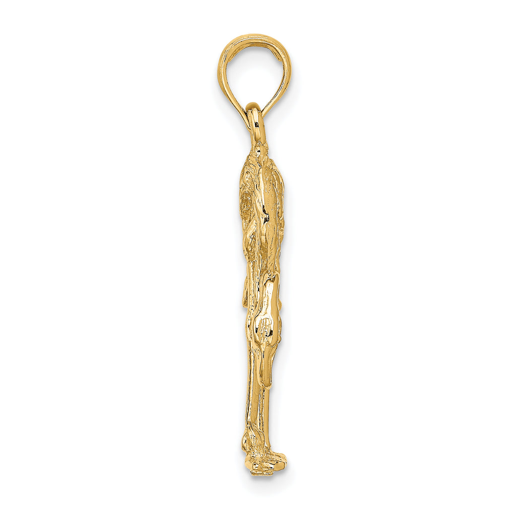 14K 3-D Textured Flamingo Charm