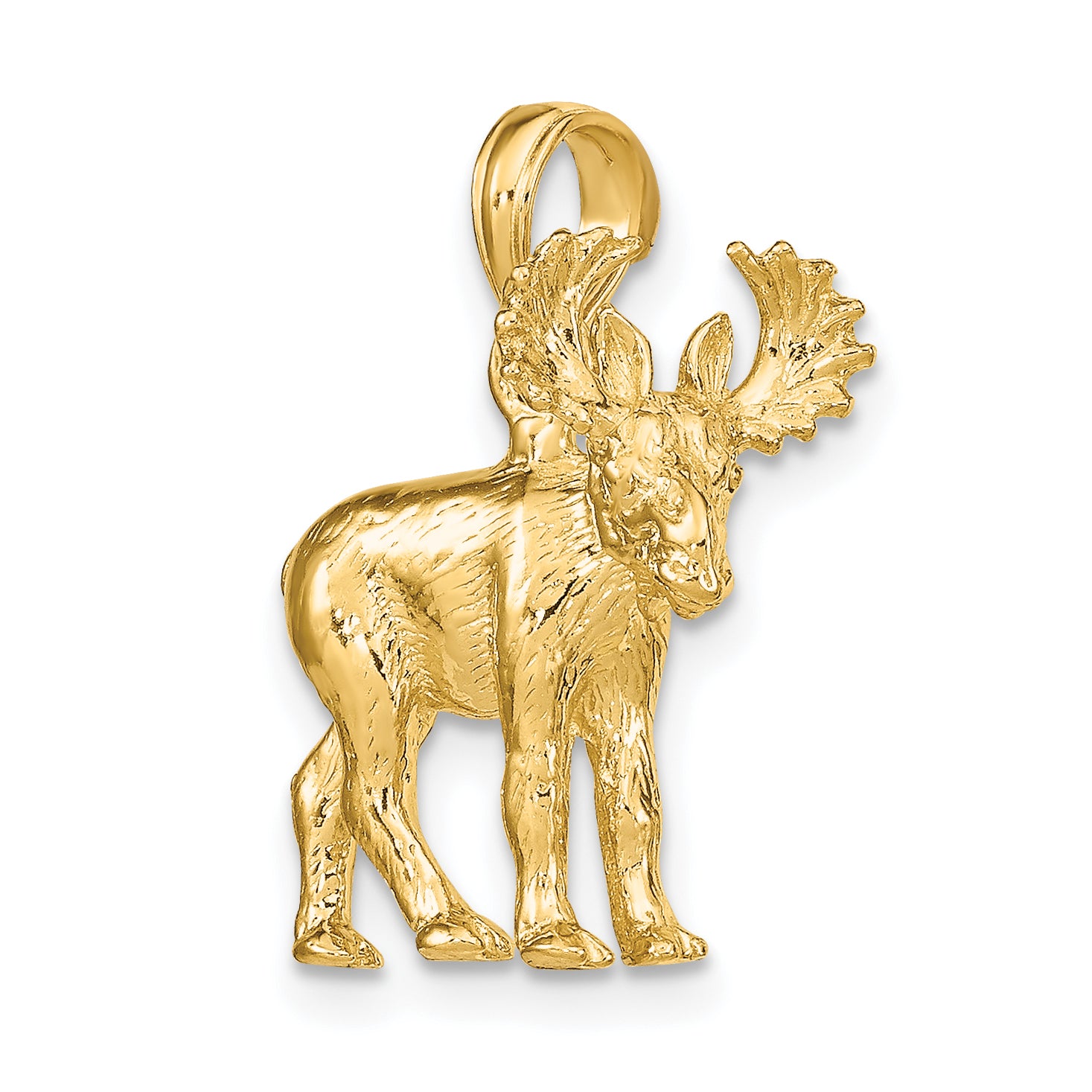 14K 3-D Textured Moose Charm