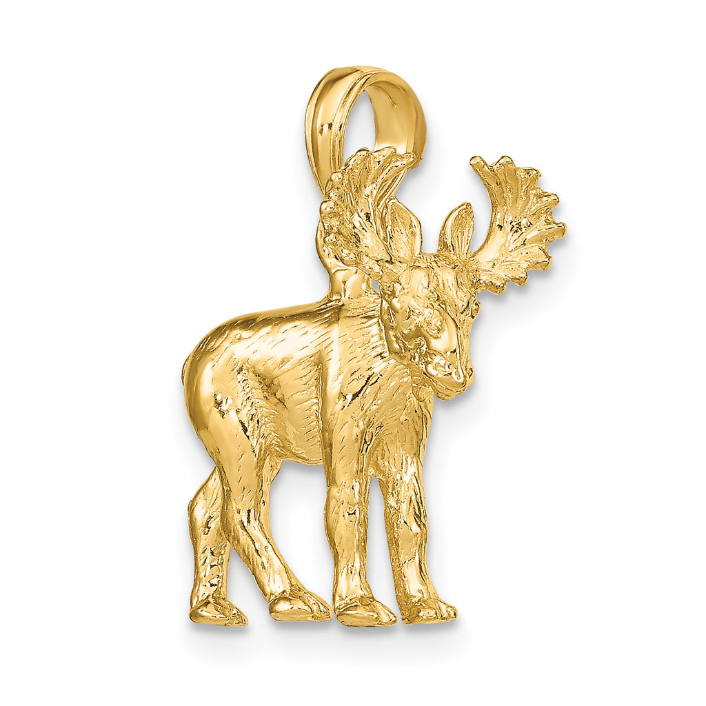 14K 3-D Textured Moose Charm