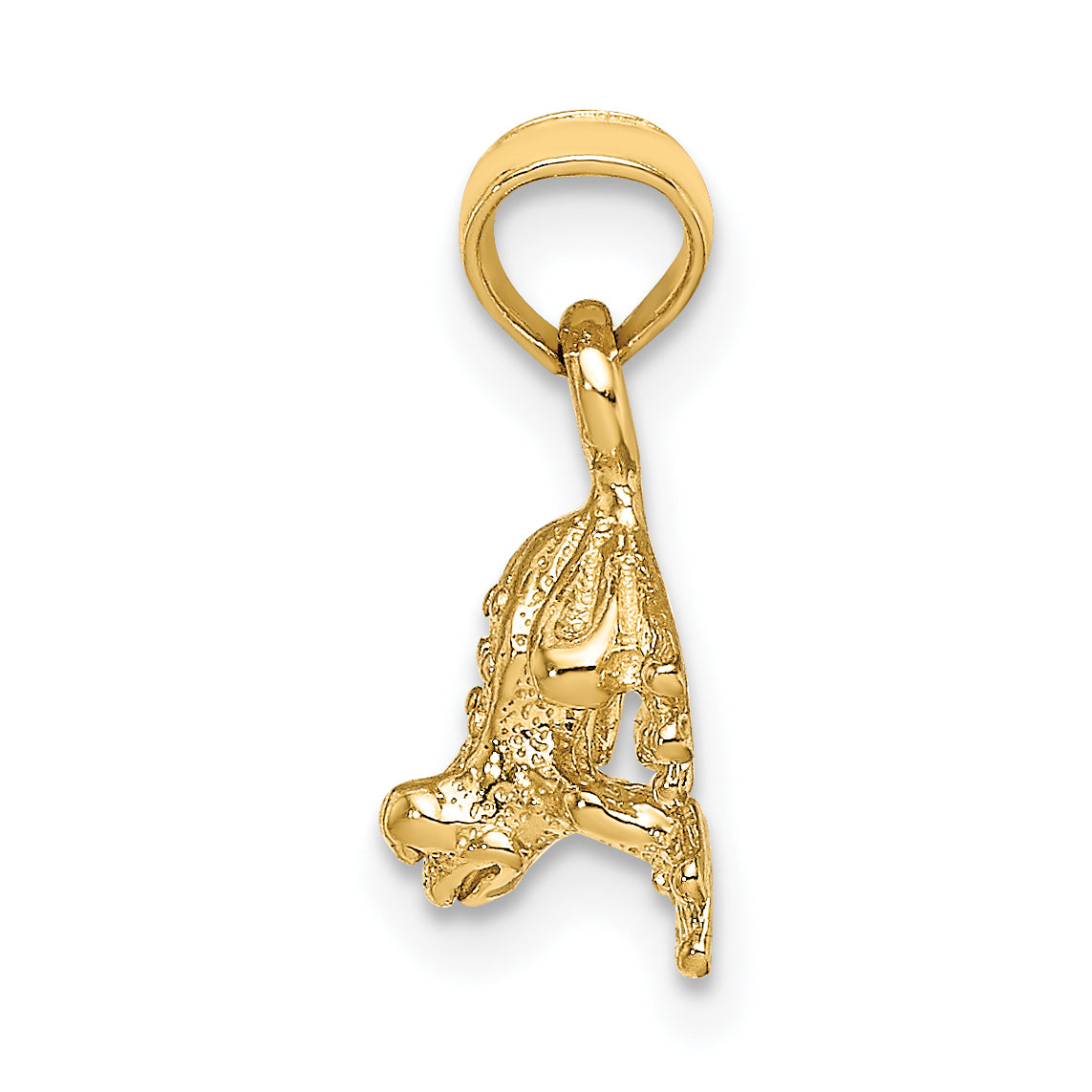 14K 3-D Textured Mini Frog Facing Down Charm Secondary image