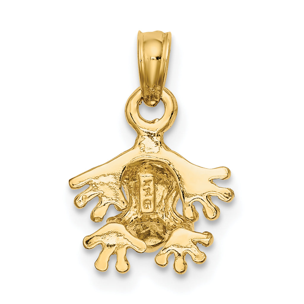14K 3-D Textured Mini Frog Facing Down Charm