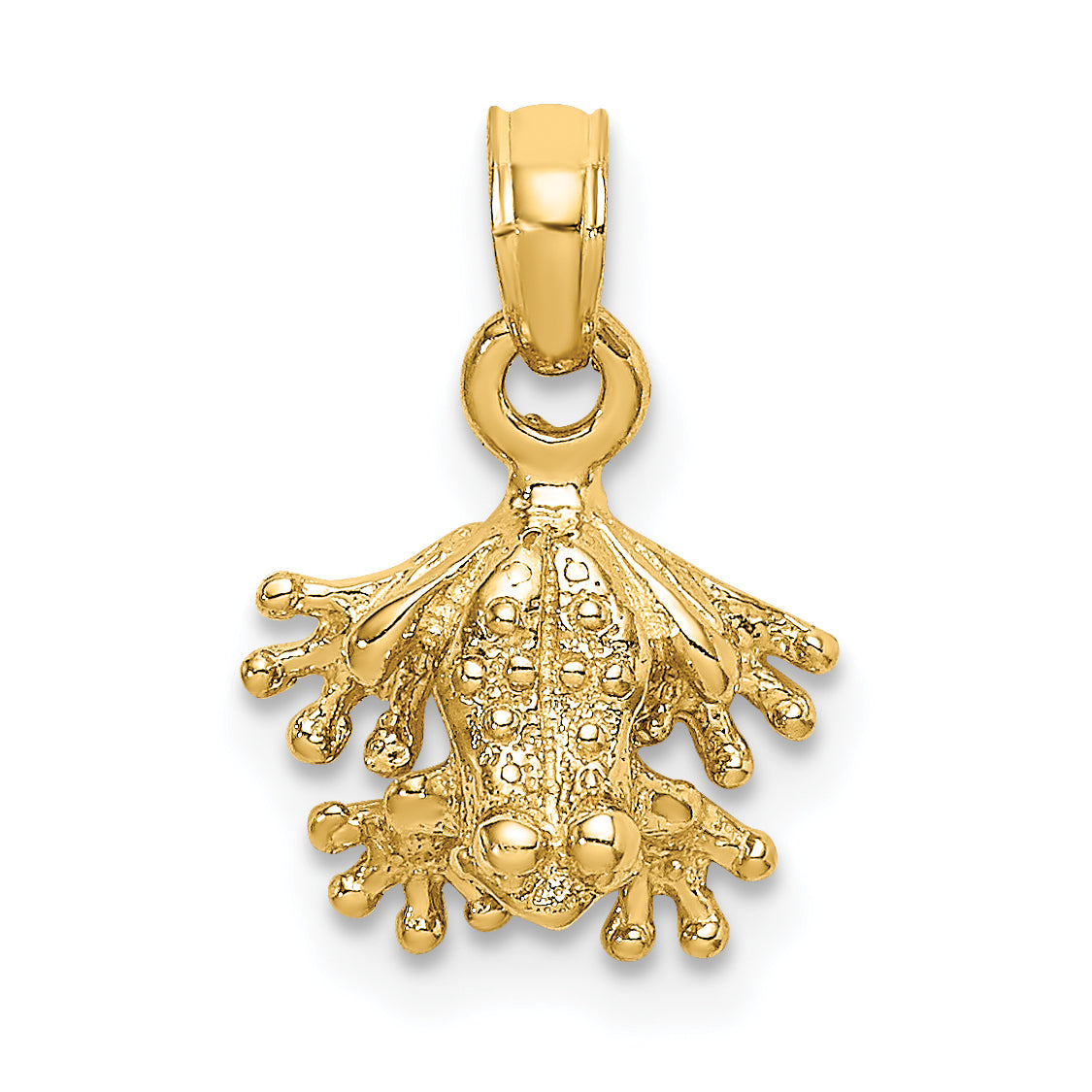 14K 3-D Textured Mini Frog Facing Down Charm Main image