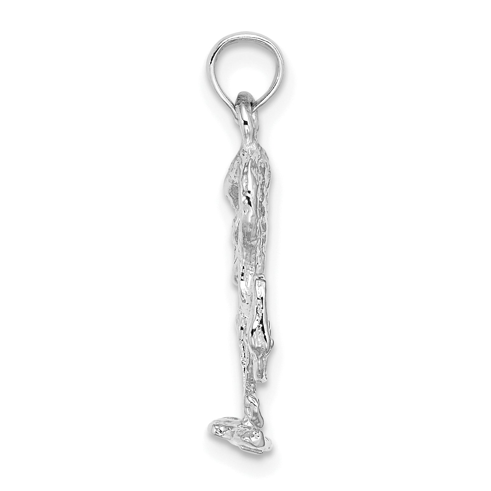 14K White Gold 3-D Textured Flamingo Charm Secondary image