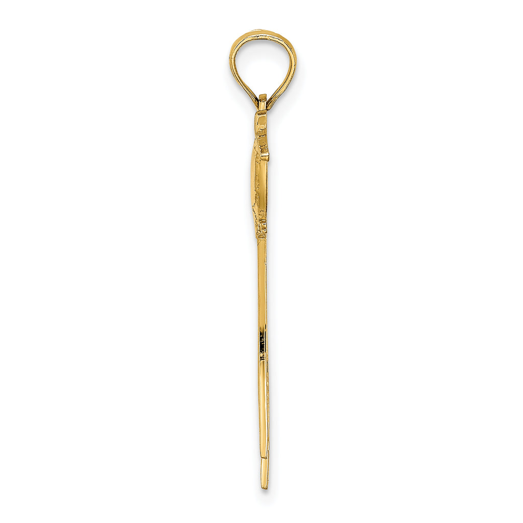14K Polished Bird w/ Long Tail Charm
