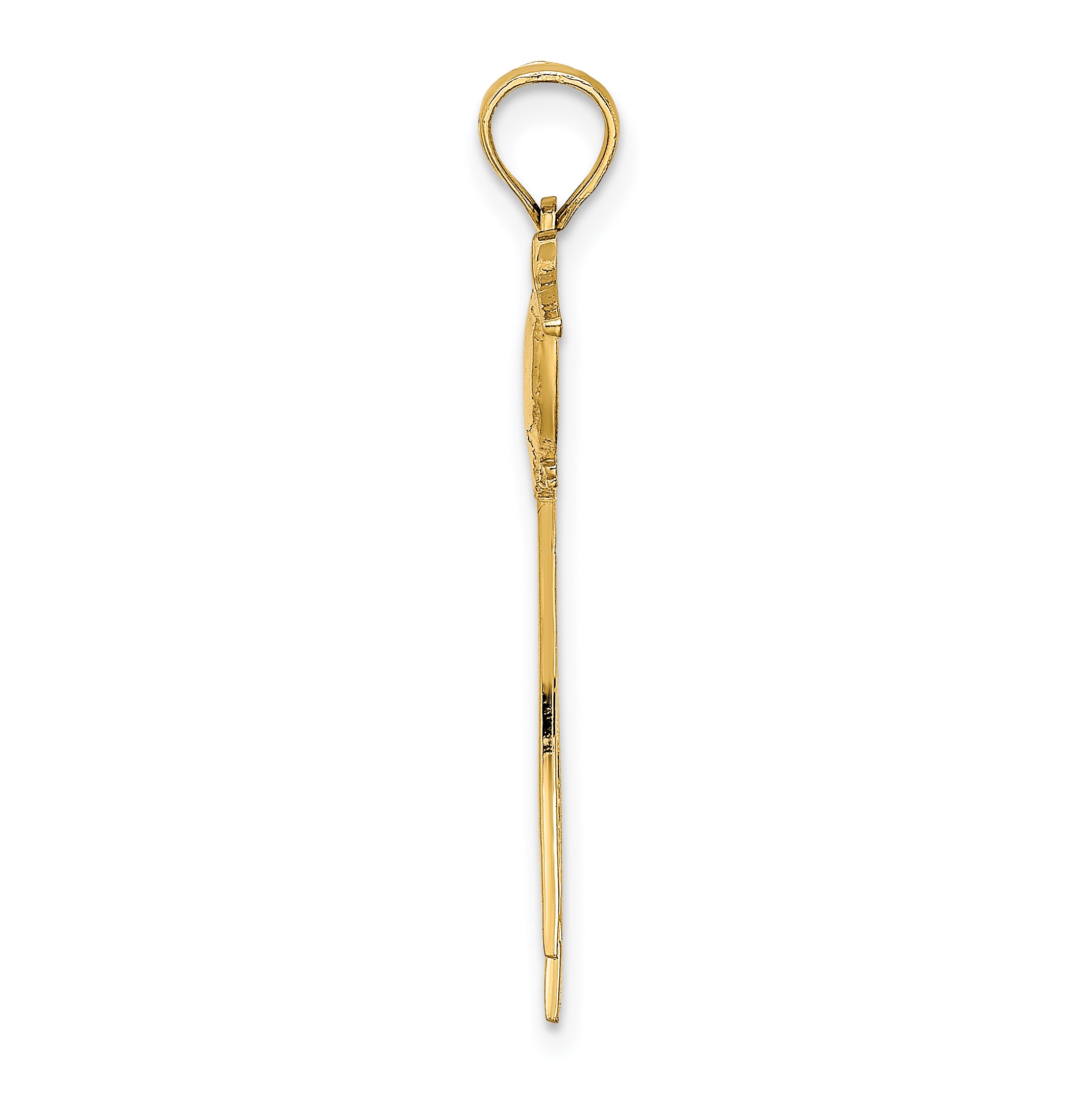 14K Polished Bird w/ Long Tail Charm