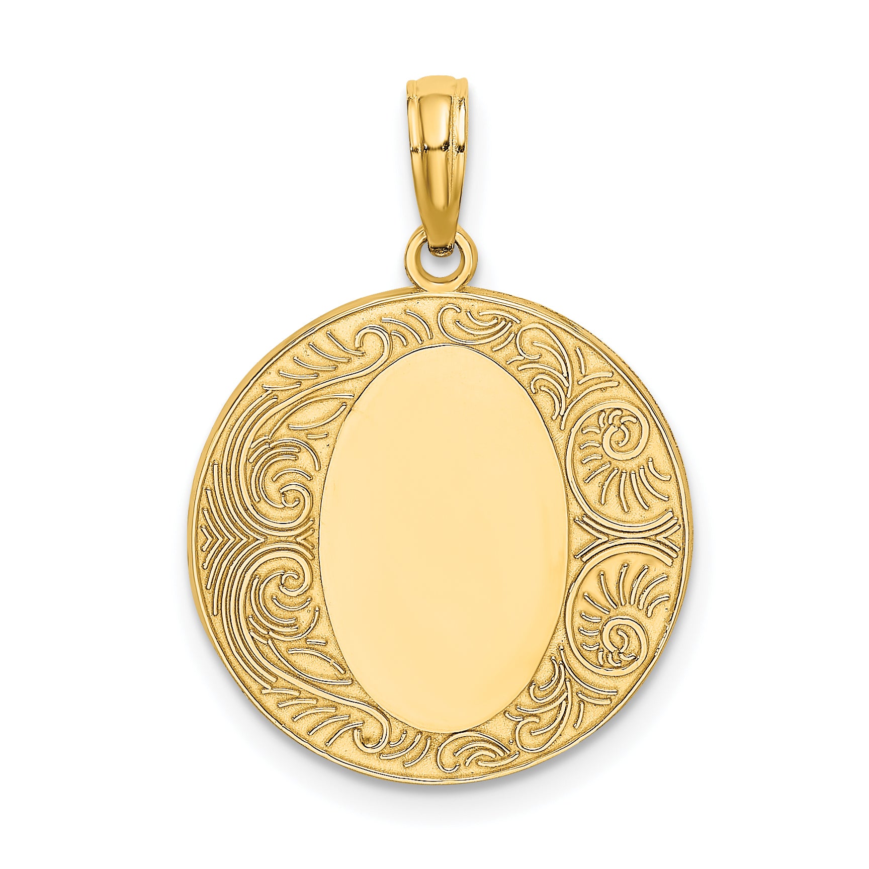 14K Circle Engraveable Center Charm Main image