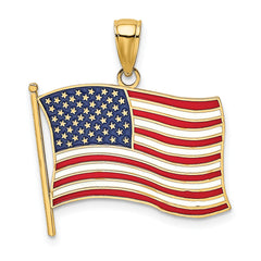 14K w/ Enamel American Flag Charm