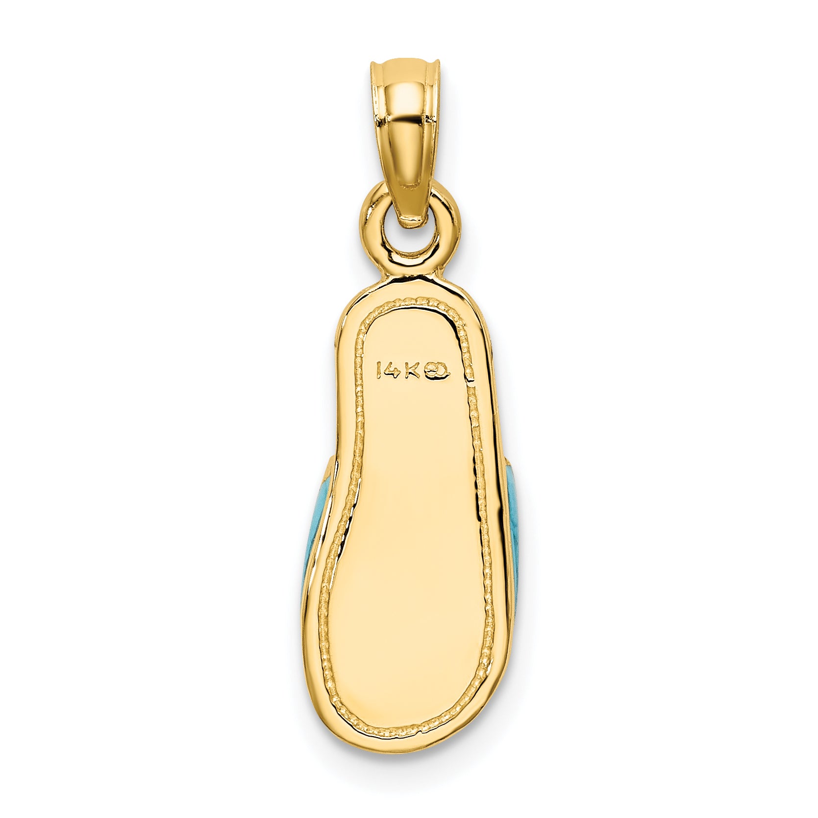 14k  3D W/ Aqua Enamel Summer Slipper Charm