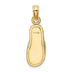 14k  3D W/ Aqua Enamel Summer Slipper Charm