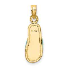 14k  3D W/ Aqua Enamel Summer Slipper Charm