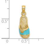 14k  3D W/ Aqua Enamel Summer Slipper Charm