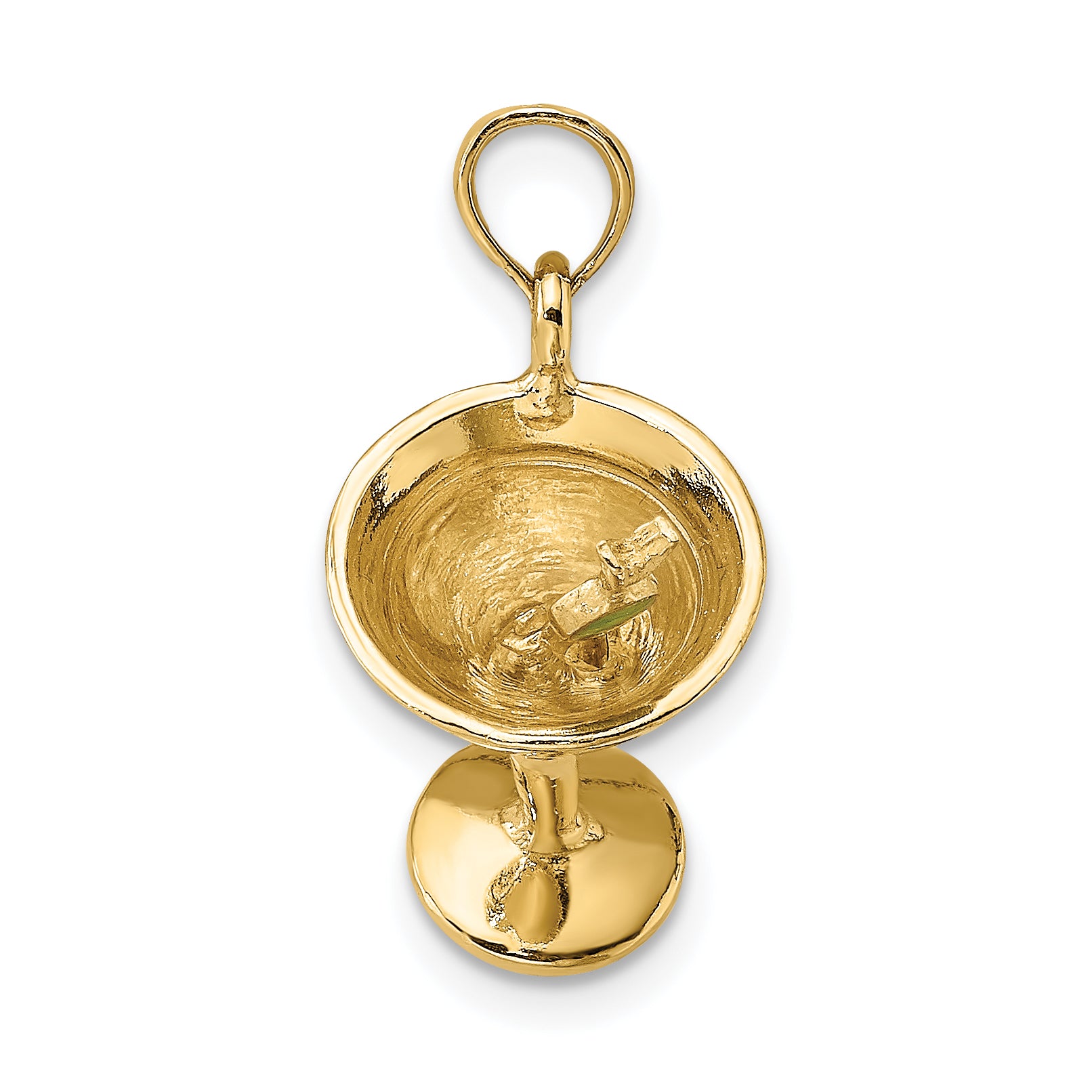 14K 3-D Martini w/Olive Charm