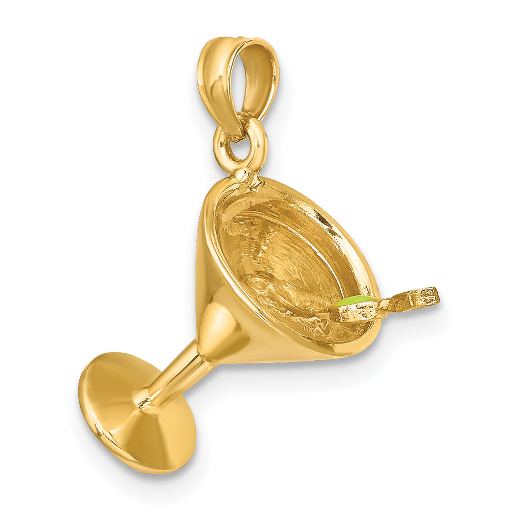 14K 3-D Martini w/Olive Charm