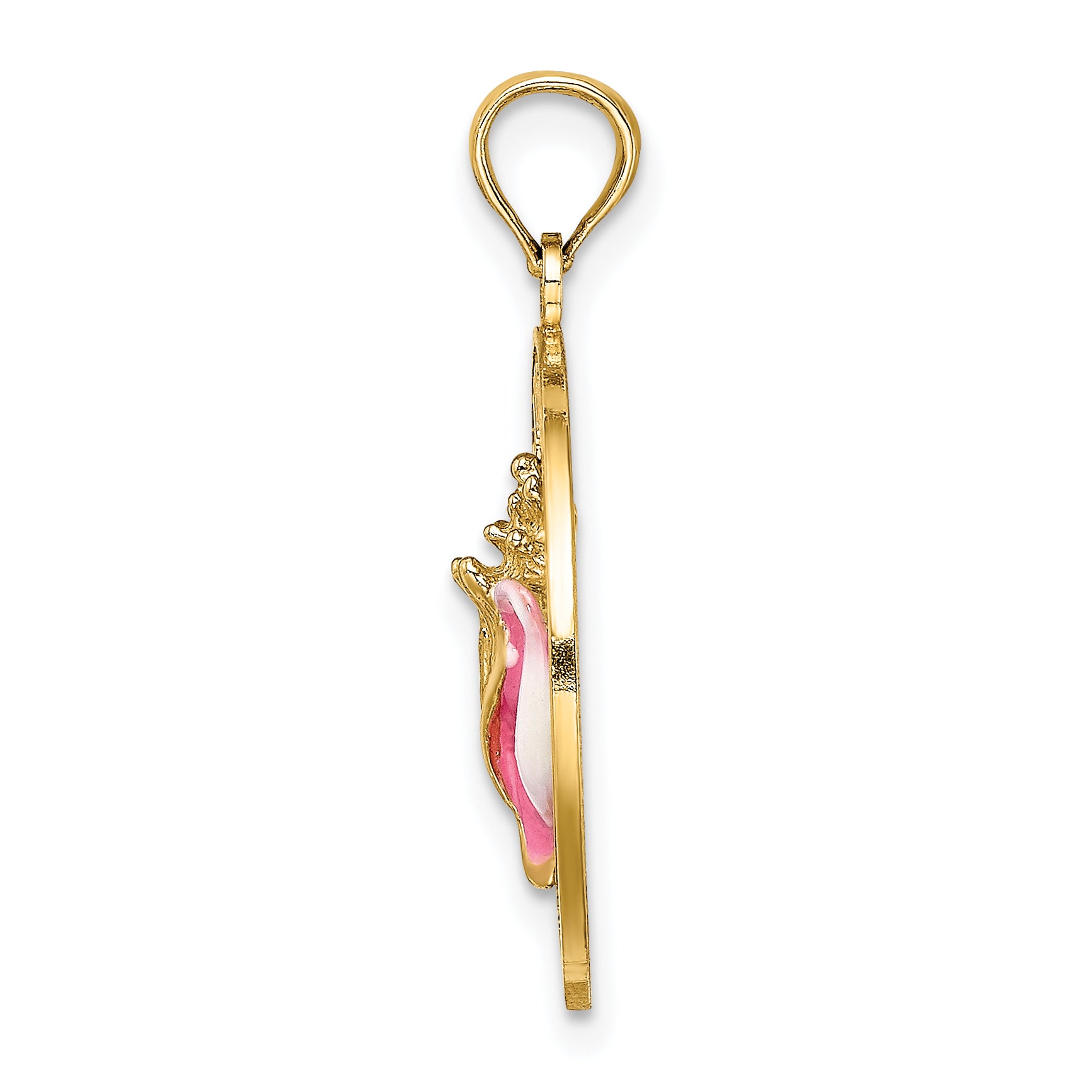 14K ANTIGUA, WI Circle w/ Enamel Conch Shell Charm Secondary image