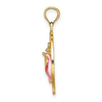 14K ANTIGUA, WI Circle w/ Enamel Conch Shell Charm