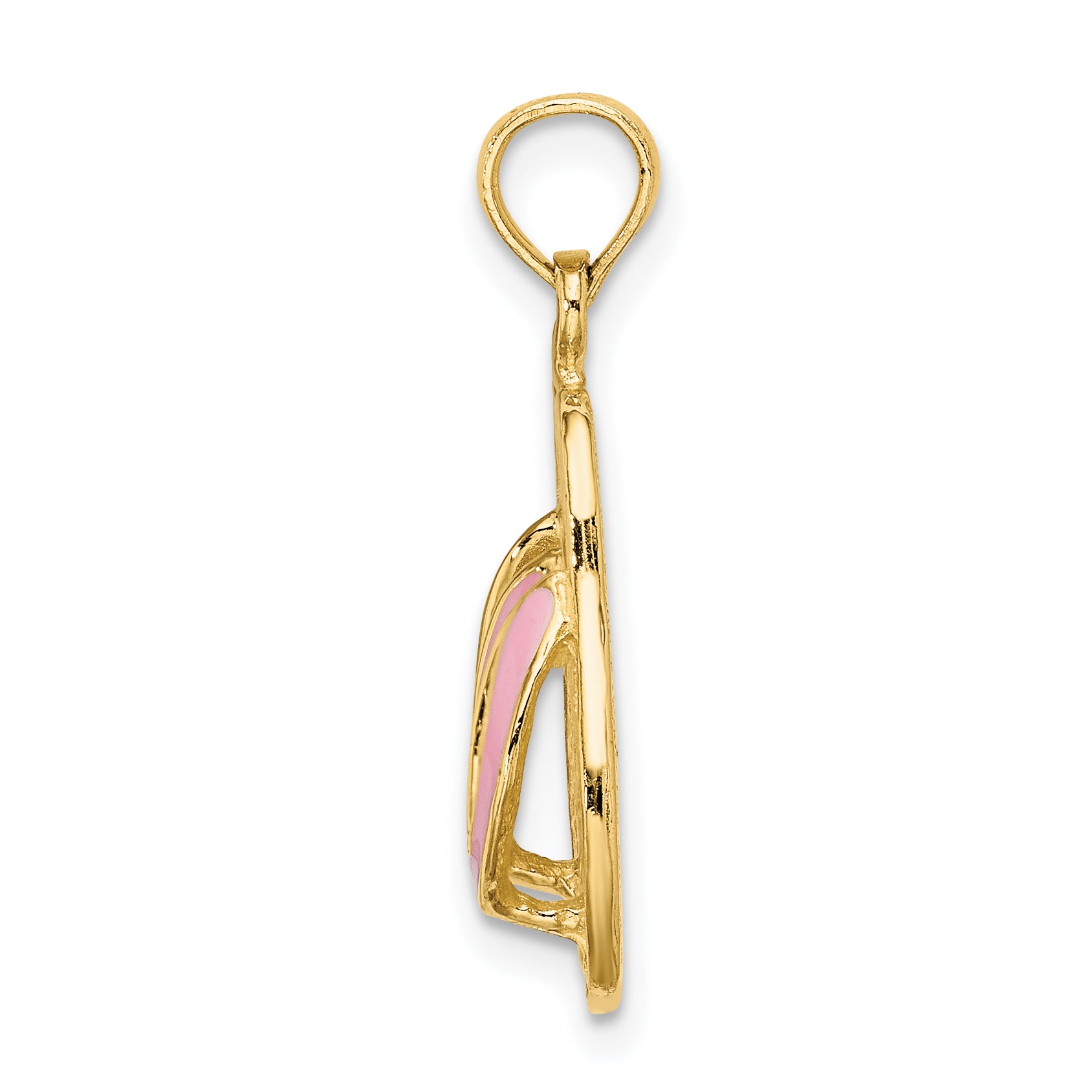 14k  3D W/ Pink Enamel Double Flip-Flop Charm