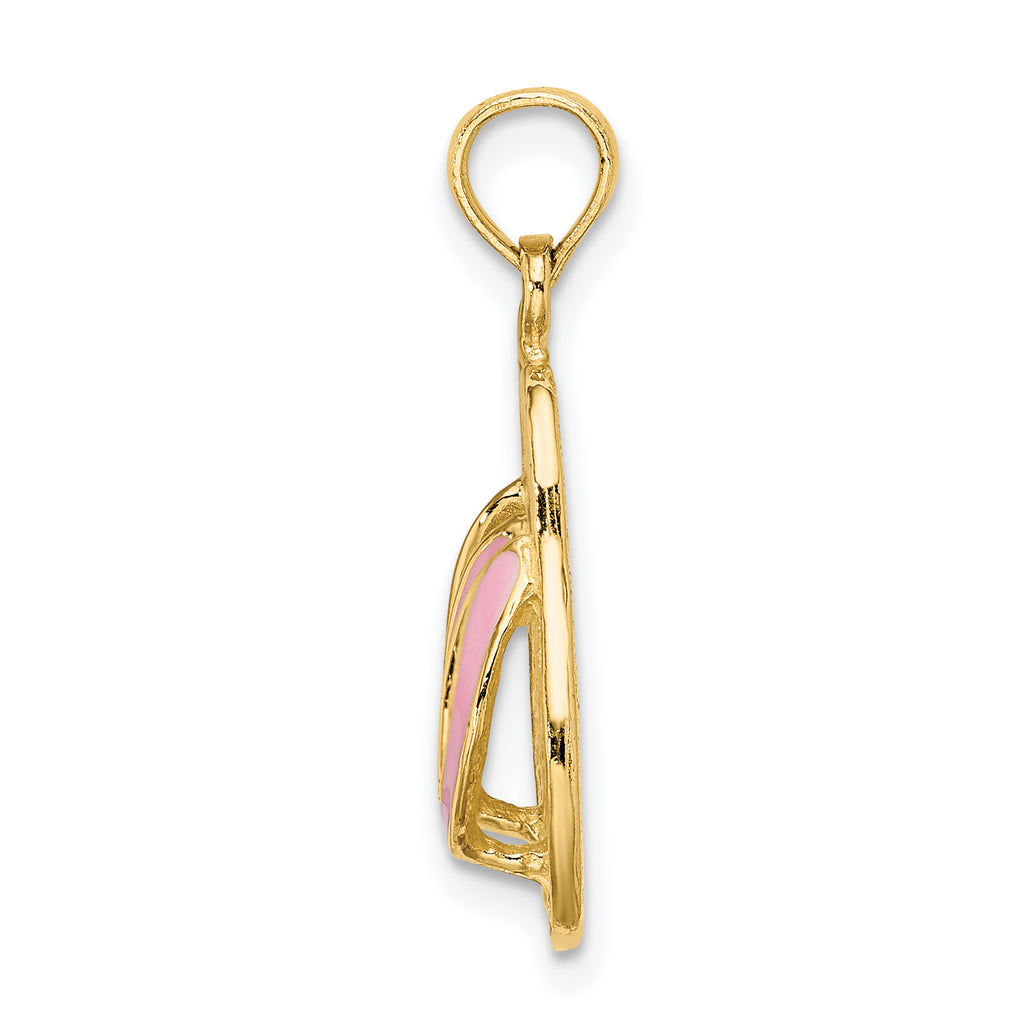 14k  3D W/ Pink Enamel Double Flip-Flop Charm