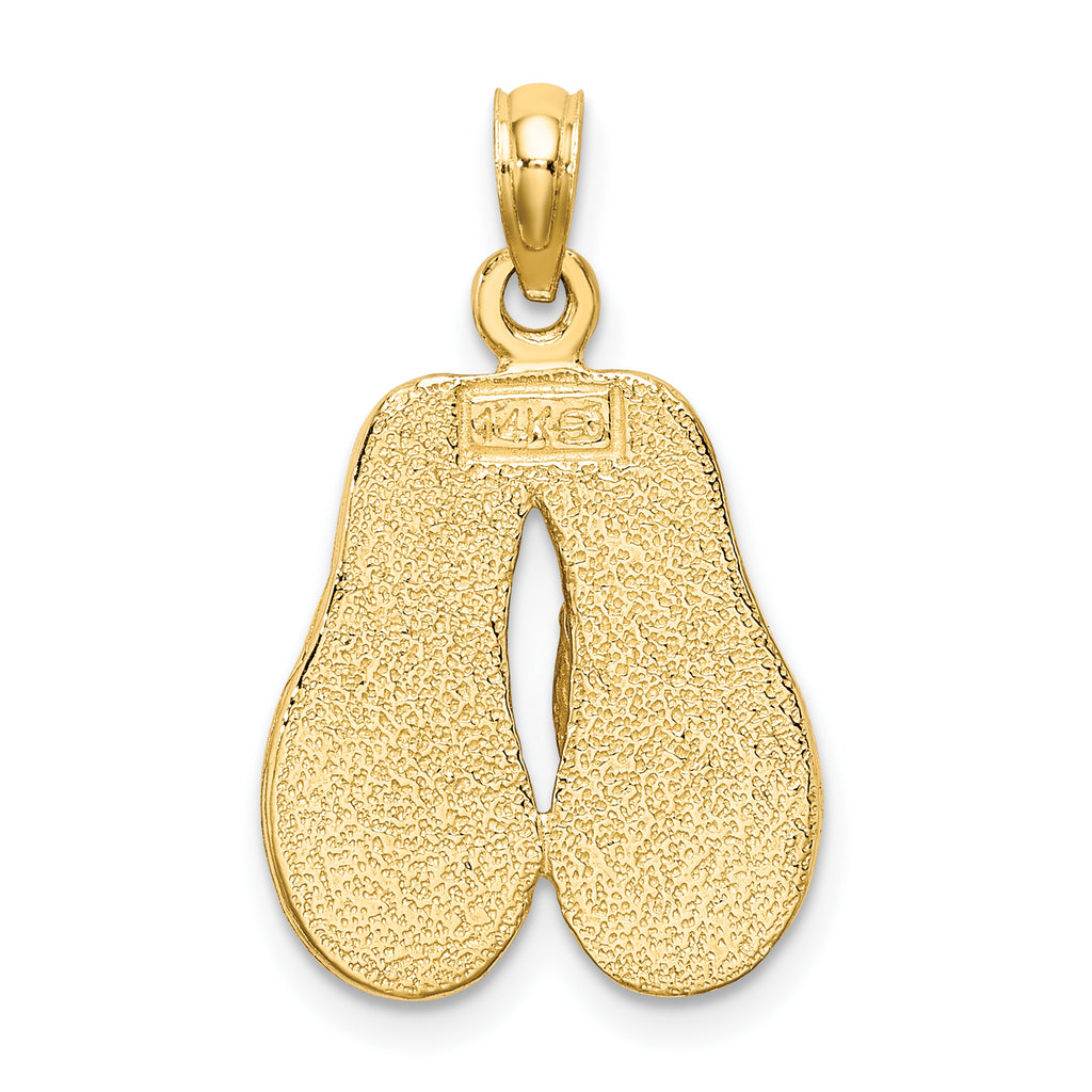 14k  3D W/ Pink Enamel Double Flip-Flop Charm