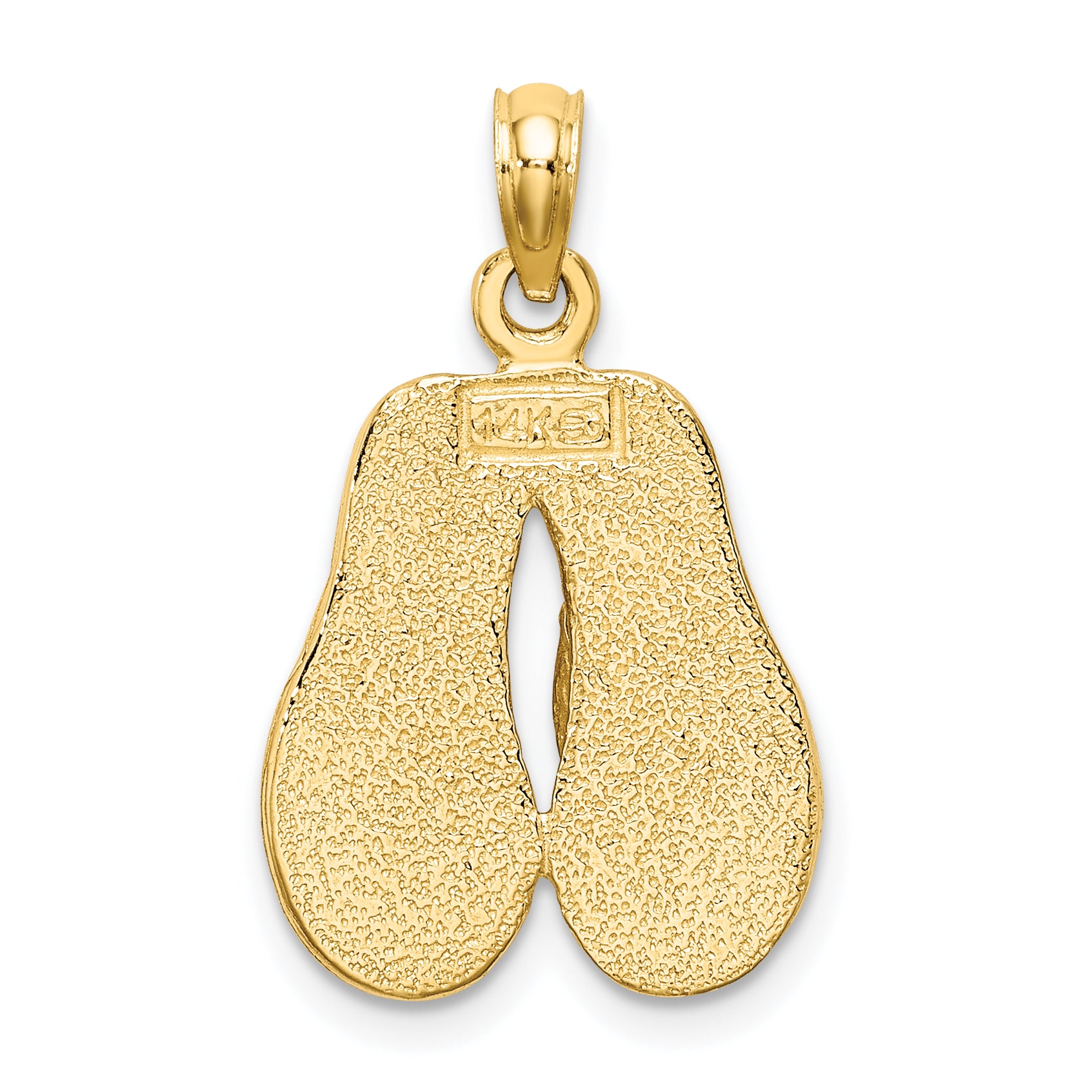 14k  3D W/ Pink Enamel Double Flip-Flop Charm
