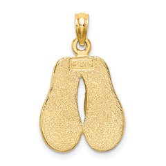 14k  3D W/ Pink Enamel Double Flip-Flop Charm