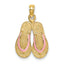 14k  3D W/ Pink Enamel Double Flip-Flop Charm