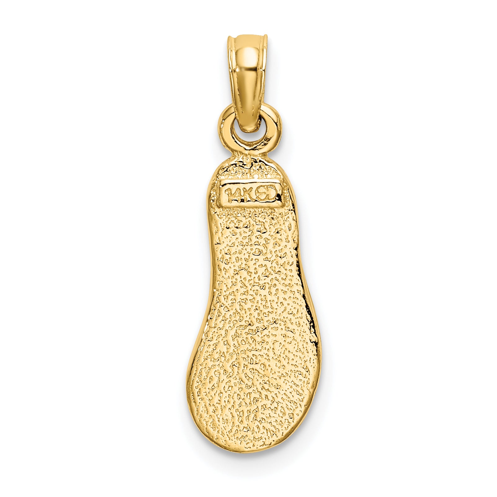 14k  3D W/ Green Enamel Single Flip-Flop Charm