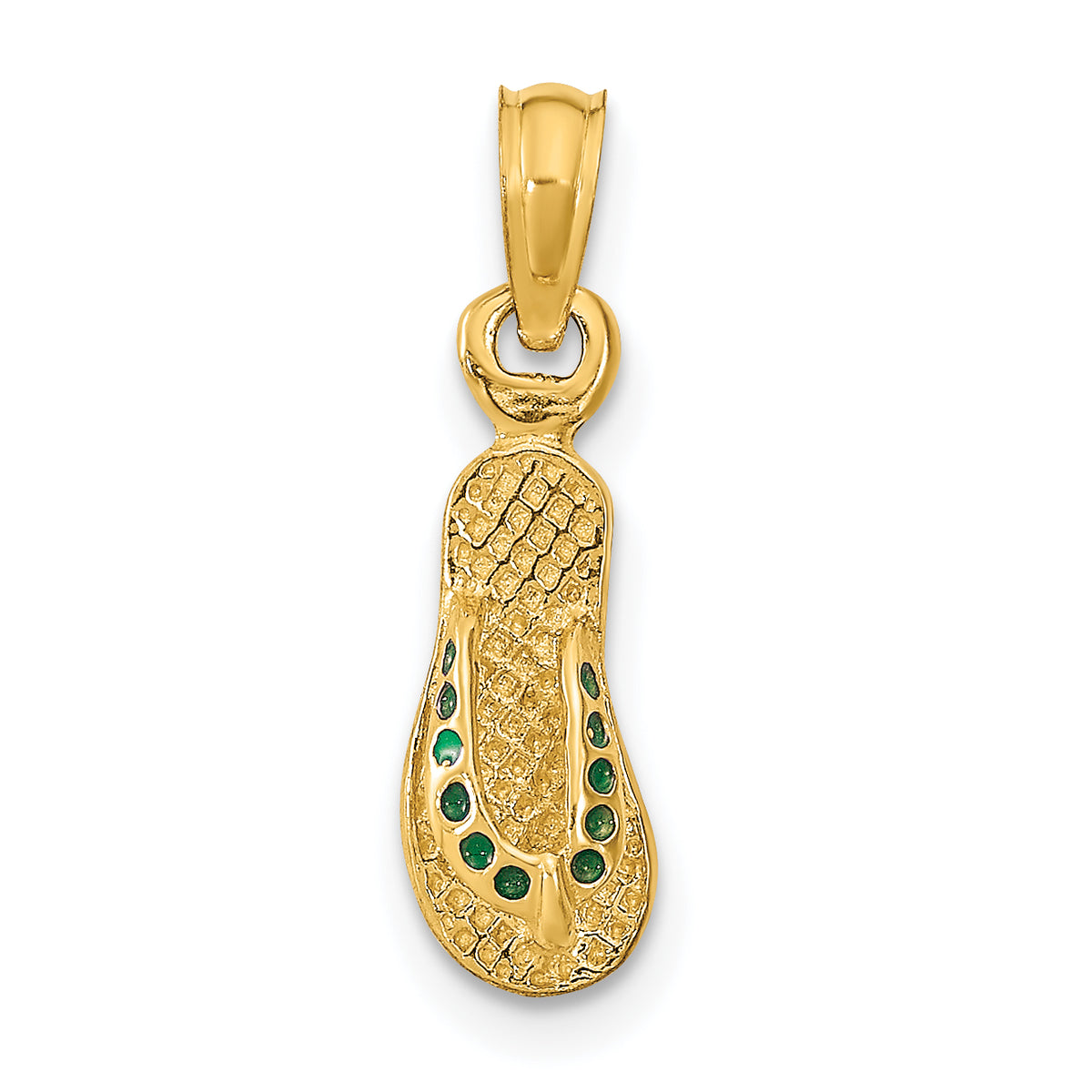 14k  3D W/ Green Enamel Single Flip-Flop Pendant
