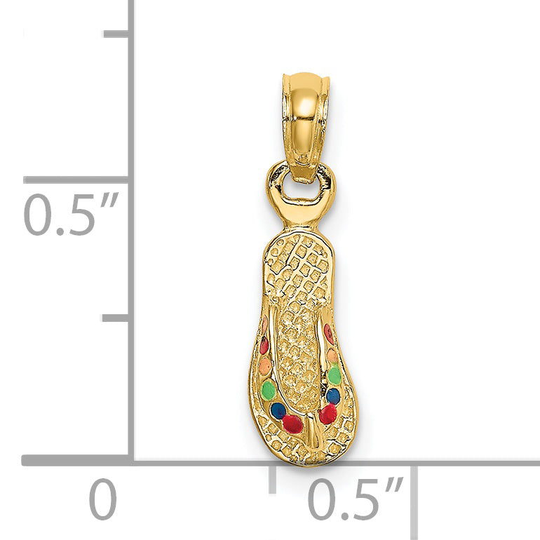 14k  3D W/ Multi-Color Enamel Single Flip-Flop Charm
