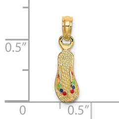 14k  3D W/ Multi-Color Enamel Single Flip-Flop Charm