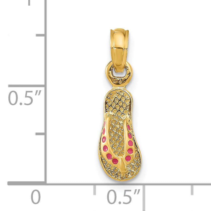 14k  3D W/ Pink Enamel Single Flip-Flop Charm Secondary image