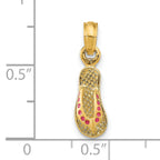 14k  3D W/ Pink Enamel Single Flip-Flop Charm